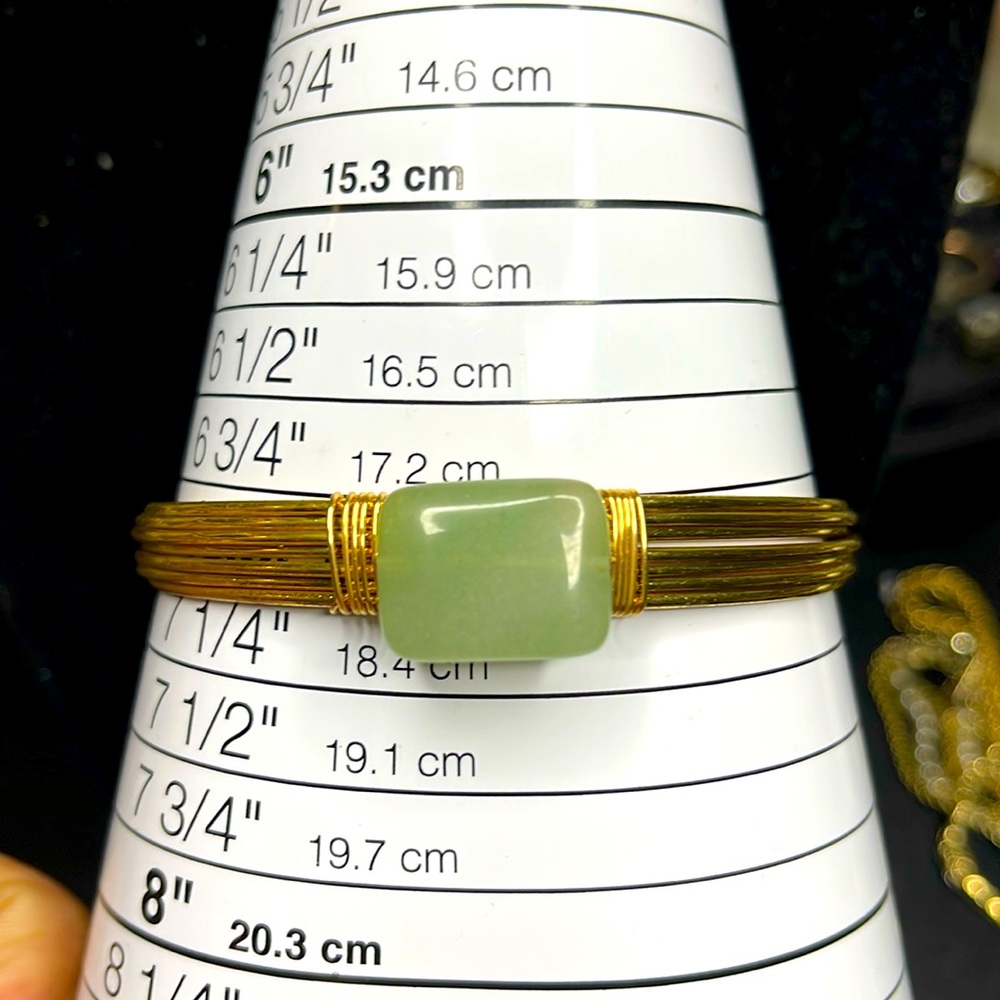 Weaved Jade Stone Bangle Bracelet